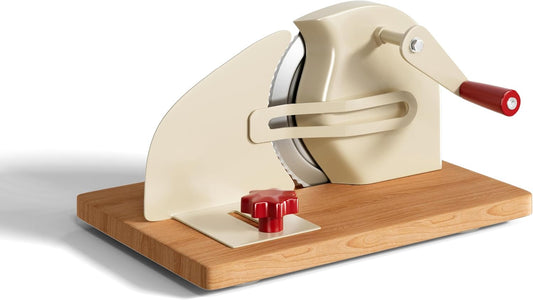 Manual Adjustable Bread Slicer Homemade Sourdough Bread Cutter with Scale Line, Bottom Suction Cup, with Clip and Plate (White)