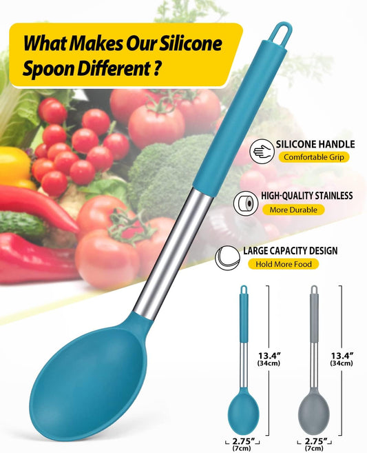 BUNDLEPRO Silicone Cooking Spoons for Nonstick Cookware, 2 Pack