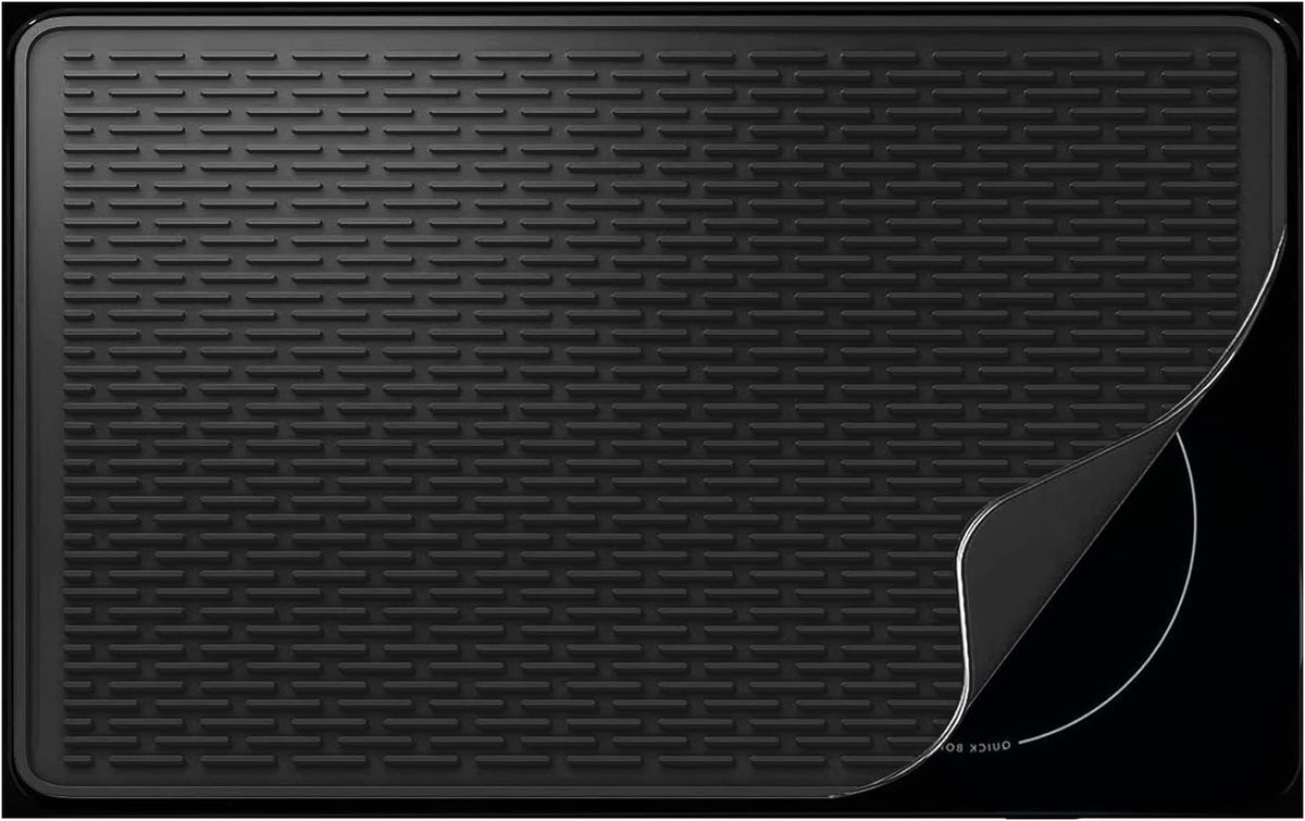 YUHFERA Stove Top Cover for Electric Stove - Silicone Stove Mat for Glass Top, Glass Cooktop Protector For Kitchen,Multi-functional Oven Covers for Electric Stove (Black,28 x 20)