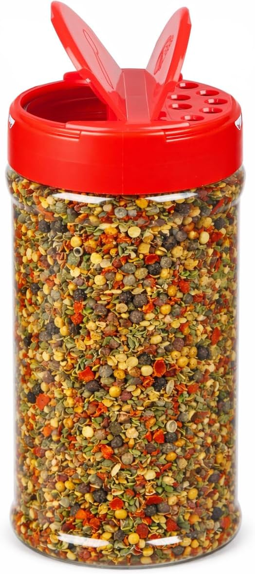 BRIGHTFROM 16oz Empty Spice Jars – Clear BPA-Free Plastic Shaker Bottles with Dual Lids, Wide Mouth for Easy Filling, Reusable Herb, Salt, Pepper, and DIY Seasoning Storage - 2 Pack