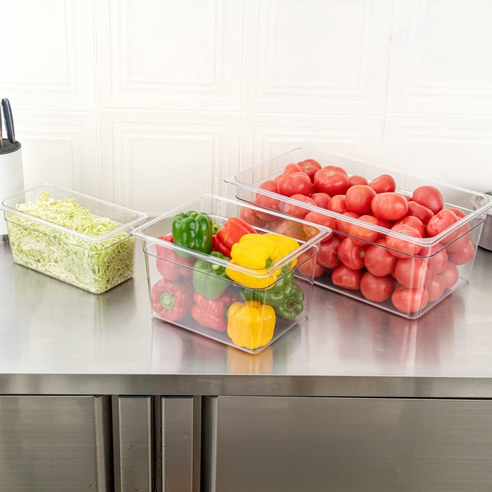 Restaurantware-2.5 Inch Deep Food Pans, 1 1/6 Size Commercial Food Storage Container - Freezable, Break-Resistant, Clear Plastic Cold Pans, Dishwashable, For Kitchens, Restaurants, Or Cafeterias