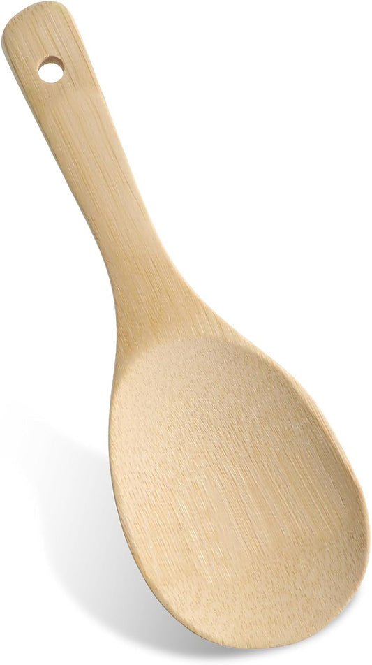 Rice Paddle Bamboo 8 Inch Wooden Rice Paddle Spoon for Cooking, Non-Stick Natural Home Kitchen Scooper