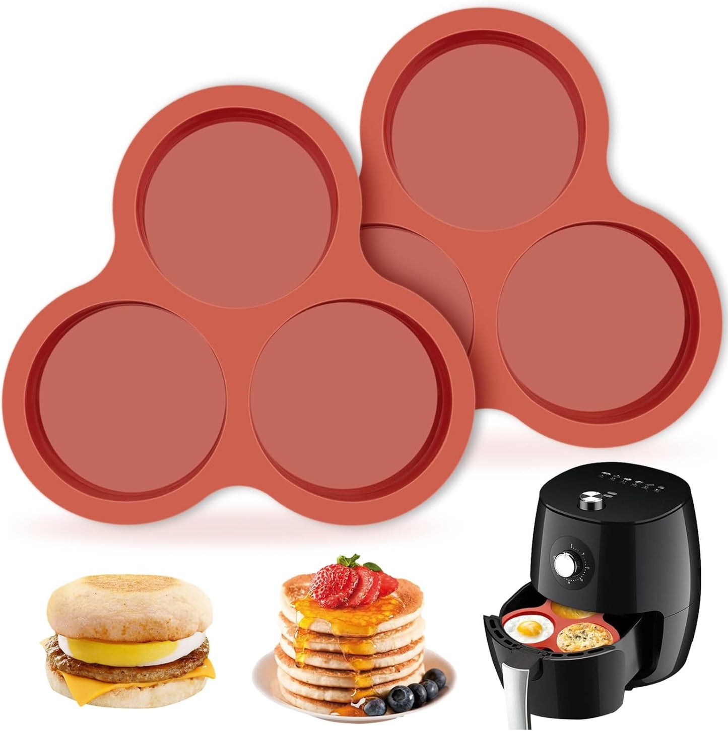 JOERSH 2-PK Air Fryer Egg Mold, 4 Cups Silicone Air Fryer Baking Pan Non-Stick for Egg Bites, Cupcake, Muffin, Tart, Frittata, Quiche