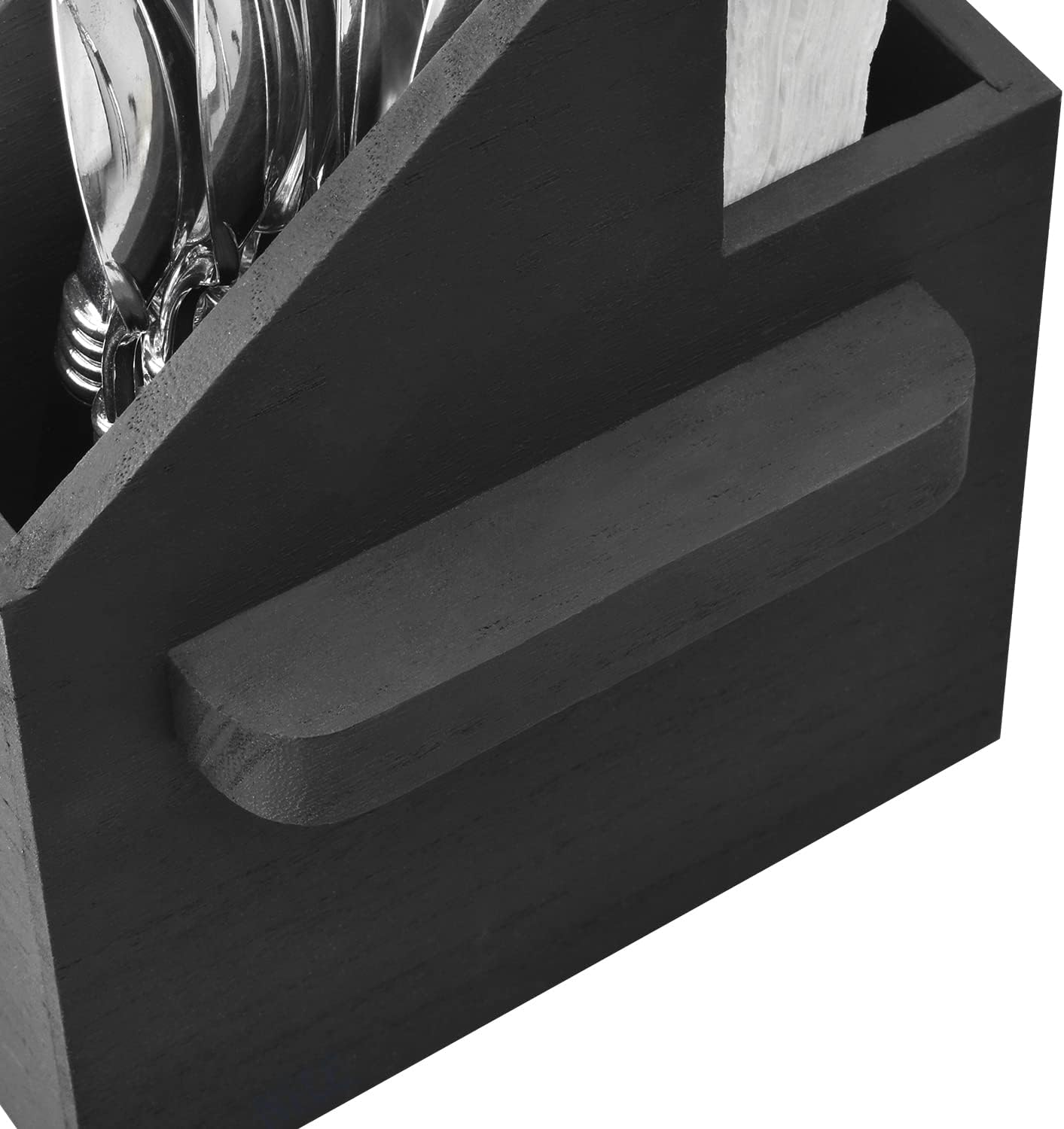 Ikee Design Wooden Utensil Caddy with Handles, Silverware Caddy, Silverware Holder for Countertop,Party,Camping and Kitchen, Silverware Organizer, Picnic Cutlery Holders, White Color