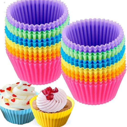 Reusable Silicone Cupcake Liners & Muffin Molds, 6 Pack, 2.36 Inch Non-Stick, Heat-Resistant Rainbow Baking Cups, Eco-Friendly, Dishwasher Safe, Flexible Oven Bakeware