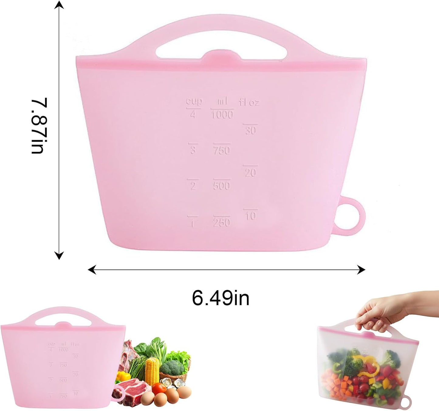 3-Piece Silicone Food Storage Containers Set Leakproof Reusable Kitchen Pantry Freezer Organization Stackable(Transparent)