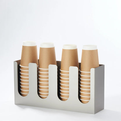 CURTA Paper Cup and Lid Holder, Disposable Paper Cup Dispenser 4 Compartment Coffee Cup and Lid Storage Organizer Holder for Countertop Coffee Station Bar Restaurant Breakroom