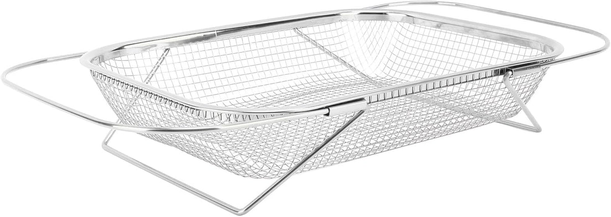 Over The Sink Colander, Stainless Steel Expandable Baskets with Handles Rectangle Kitchen Fine Mesh Strainer Basket for Strain Drain Rinse Fruits Vegetables (Gold)