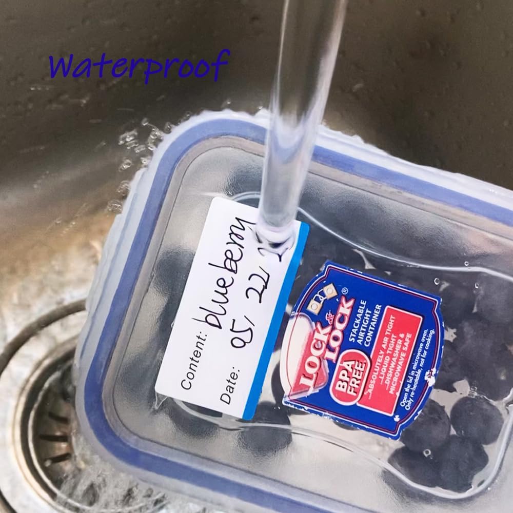 300pcs Removable Freezer Labels, 1 x 2 Inch Food Labels to Write on Food Storage Stickers Date Label, Waterproof Oil Resistant Canning Labels Jar Labels Freezer Paper Label, Clean Leaves No Residue