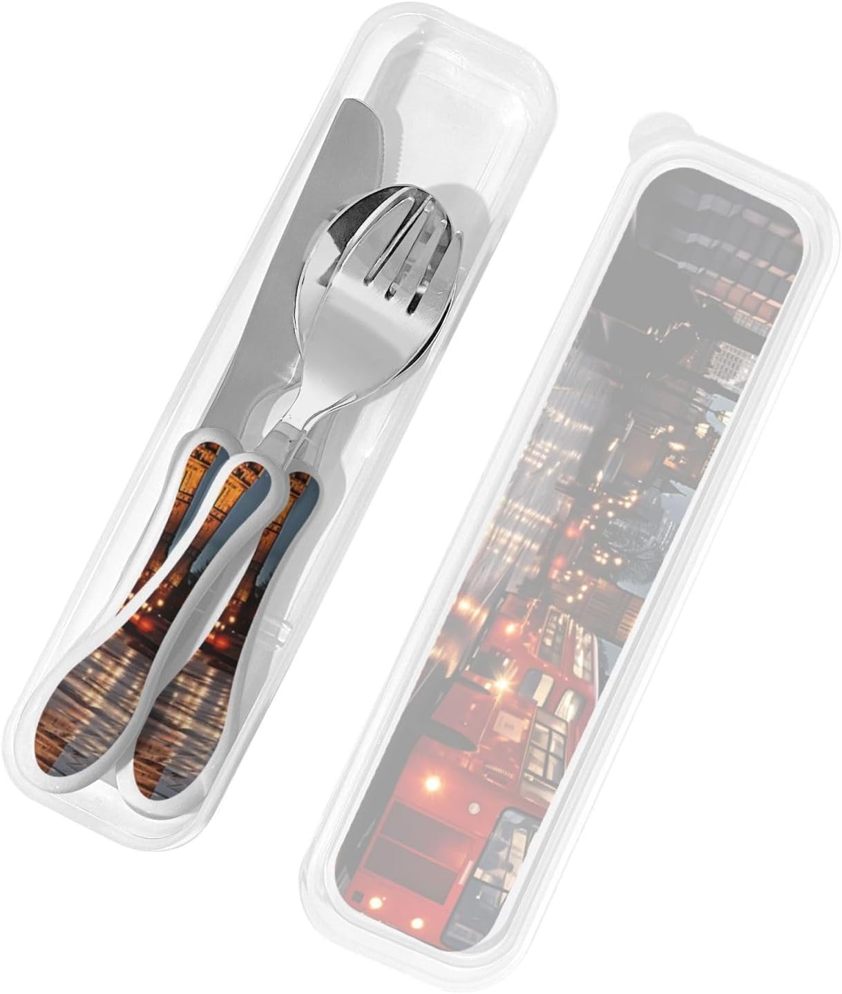 3-Piece Kids Silverware Set With Storage Case, Stainless Steel Reusable Children Safe Knife Spoon Fork Set Classic Cocktail Children Flatware Set For Kids Lunch Box