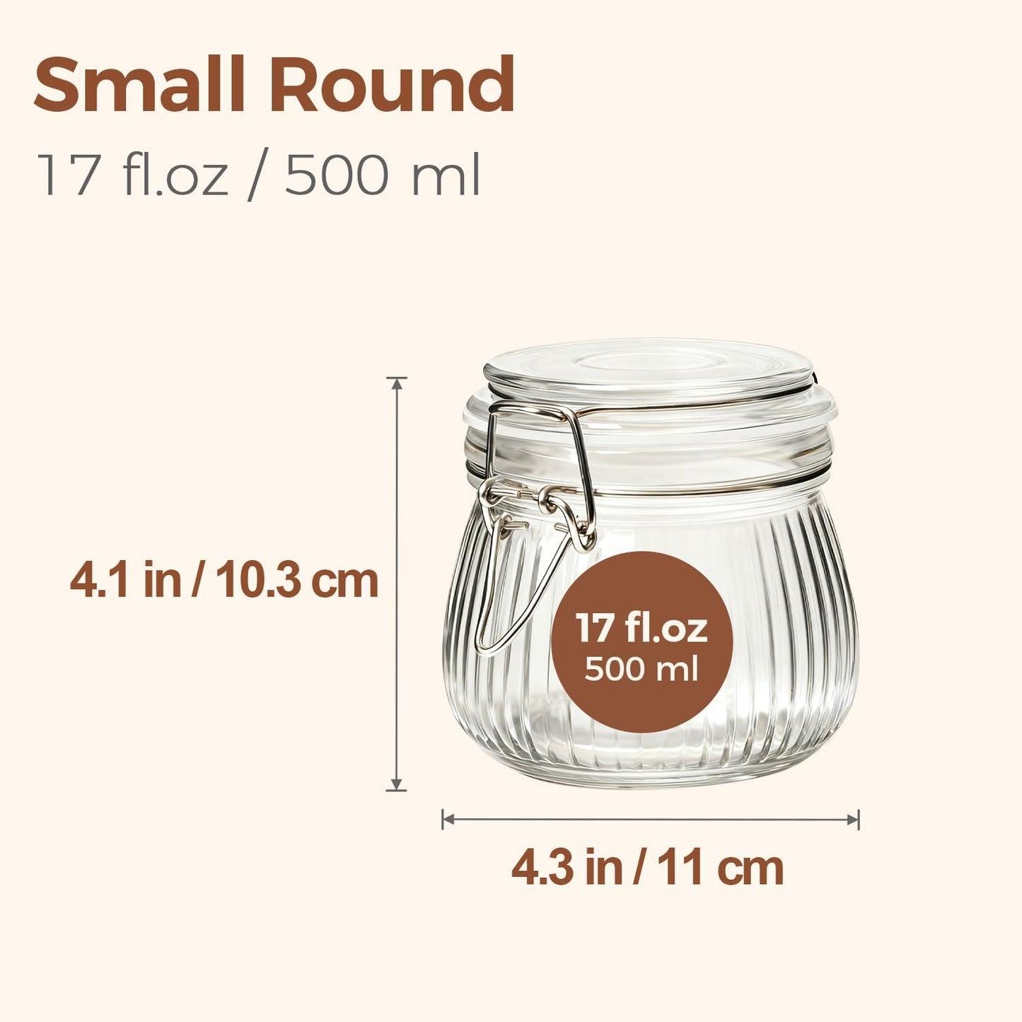 ComSaf 6-Pack 17oz Short Glass Jars for Drawers, Small Airtight Food Canisters for Spices, Nuts & Kids Snacks, Pint Sized Canning Jar Set for Jams, Pickles & Pantry Organization