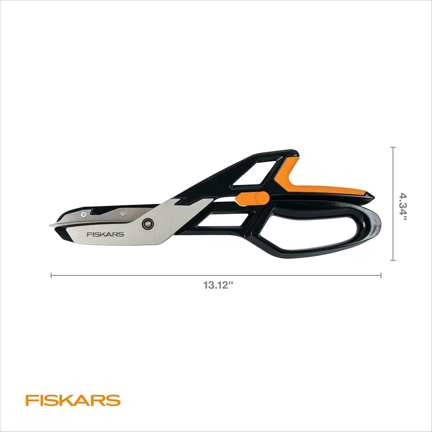 Fiskars Pro PowerArc Shop Shears, Heavy Duty Stainless Steel Scissor, Industrial Grade Tool for Building and Construction, 10 in, Orange/Black
