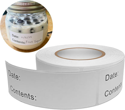 300pcs Removable Freezer Labels, 1 x 2 Inch Food Labels to Write on Food Storage Stickers Date Label, Waterproof Oil Resistant Canning Labels Jar Labels Freezer Paper Label, Clean Leaves No Residue