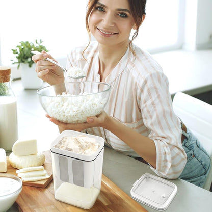 1100ml Greek Yogurt Maker & Strainer with Straw Spoon, Brush & Mesh Bag