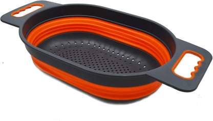 SAMMART 5L (1.3 gallon) Over The Sink Oval Colander (1, Grey/Fluorescent Green)
