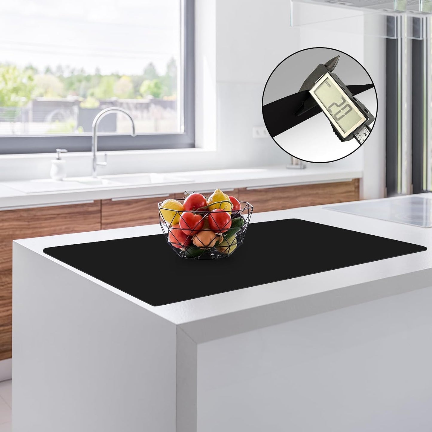 Silicone Mats for Kitchen Counter, 47.3"x23.6"x0.08" Largest Heat Resistant Mat Kitchen Island Waterproof 2MM Thick Countertop Protector Mat Nons-slip Extra Large Counter Mat (Black)