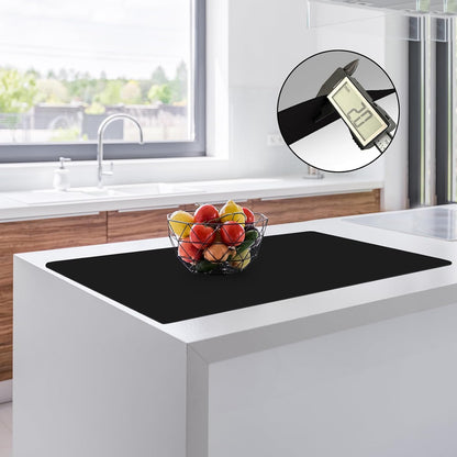 Silicone Mats for Kitchen Counter, 47.3"x23.6"x0.08" Largest Heat Resistant Mat Kitchen Island Waterproof 2MM Thick Countertop Protector Mat Nons-slip Extra Large Counter Mat (Black)