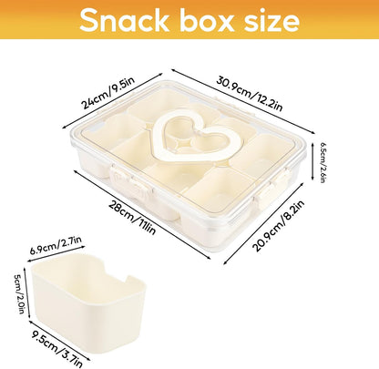 Snackle Box Container, Snack Box Container, Divided Serving Tray with Lid & Handle for Snackle, Veggie, Candy, Nut, Fruits Portable for Travel Party, Picnic (8 Inside Containers Dishwasher Safe)