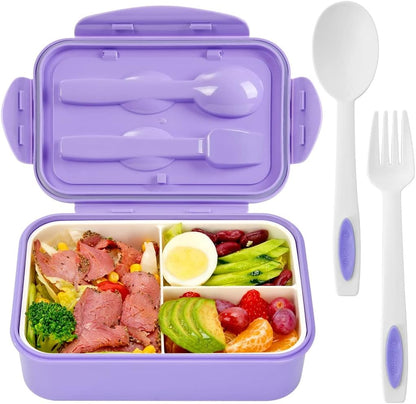 Bento Boxes for Adults - 1100 ML Bento Lunch Box Container For Kids With Spoon & Fork - Durable Perfect Size for On-the-Go Meal, BPA-Free and Food-Safe Materials(Grey)