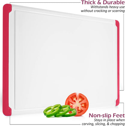 Plastic Cutting Board for Kitchen - Extra Large Cutting Board 18 Inch Reversible Chopping Board, Juice Groove, Non Slip Feet, Dishwasher Safe, BPA Free Large Cutting Board for Meat Vegetables Fruit