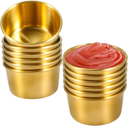 Ramekin Sauce Dipping Bowl Mini Sauce Cups Pudding Condiment Cups for Home Party Stainless Steel (Sliver 12 Pack 50ml)