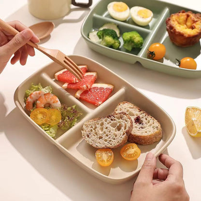 Divided Plates 10.5 Inch for Adults, Portion Control Bariatric Plate, Wheat Straw Plates with 3 Compartments, Unbreakable Reusable Portion Control Plates, BPA Free(4PCS) (INS Series-4PACK)