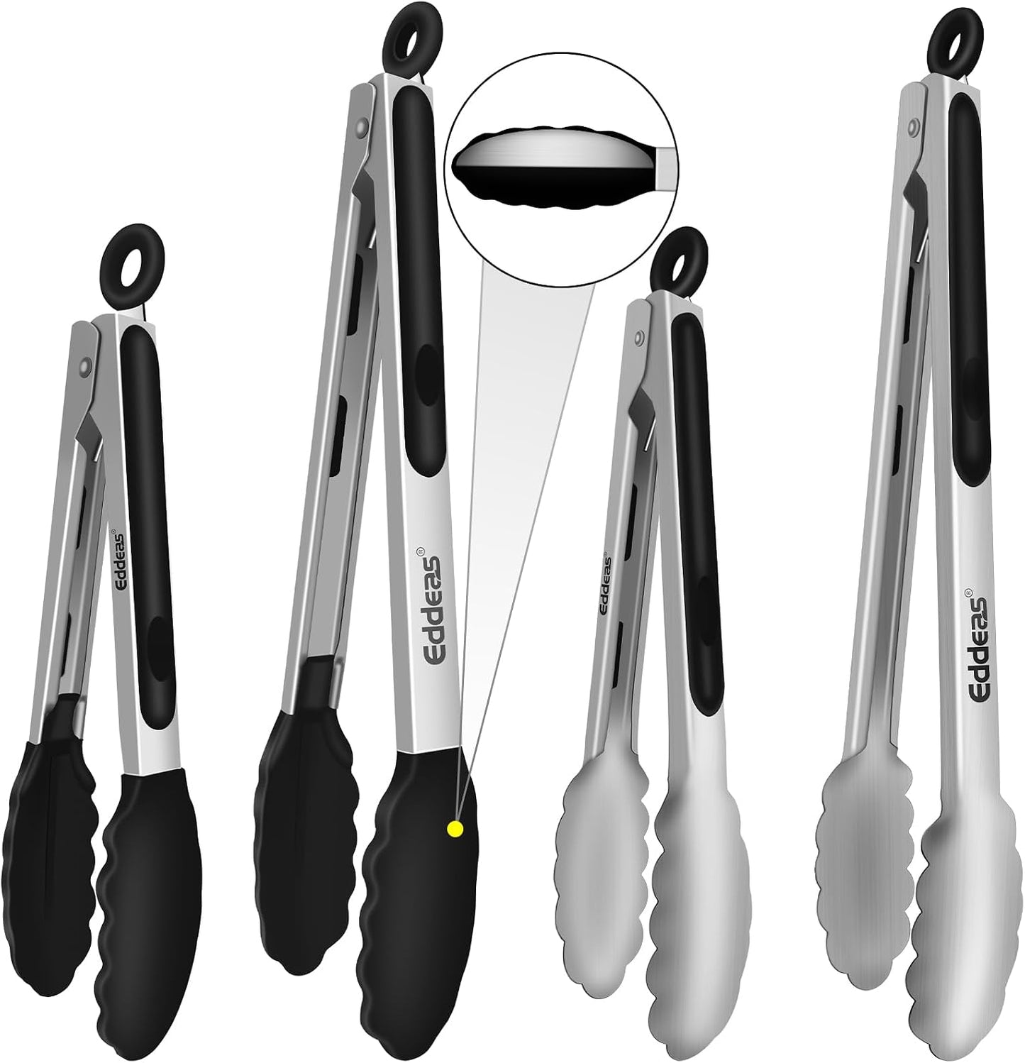 Eddeas Kitchen Tweezers Tongs, Cooking Tweezers Stainless Steel - 3 Size 12'' 10'' & 8 inch Ideal for Meat, pasta, plating and pinching delicate small pieces of food, Set of 3