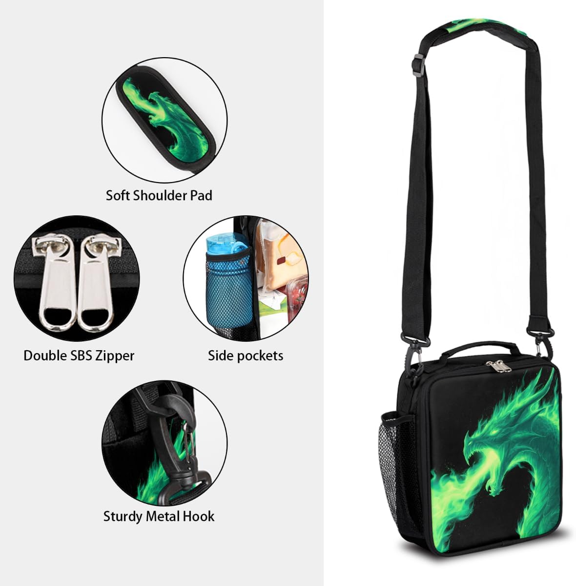 cfpolar Skull Skateboard Lunch Box for Boys Girls, Insulated Lunch Bags for Kids Reusable Mini Cooler Lunch Tote Lunchbox Thermal Meal Tote Kit with Shoulder Strap for Work School Picnic