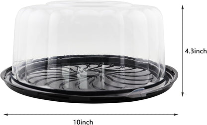 5pcs Round Cake Carriers for Transport Plastic Disposable Cake Containers Carriers with Dome Lids and Cake Boards Clear Bundt Cake Boxes (10inch)