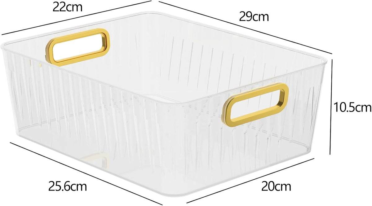 4 Packs Clear Plastic Storage Bin, Pantry Organizer Bin for Refrigerator, Kitchen, Freezer Organization