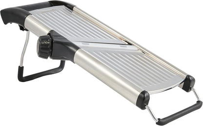 Restaurantware Stainless Steel Adjustable Mandoline Slicer - German Standard Vegetable Slicer with Blade Guard, Includes Cut-Resistant Gloves - Food Slicer for Potato, Onions, Cucumbers, Tomato