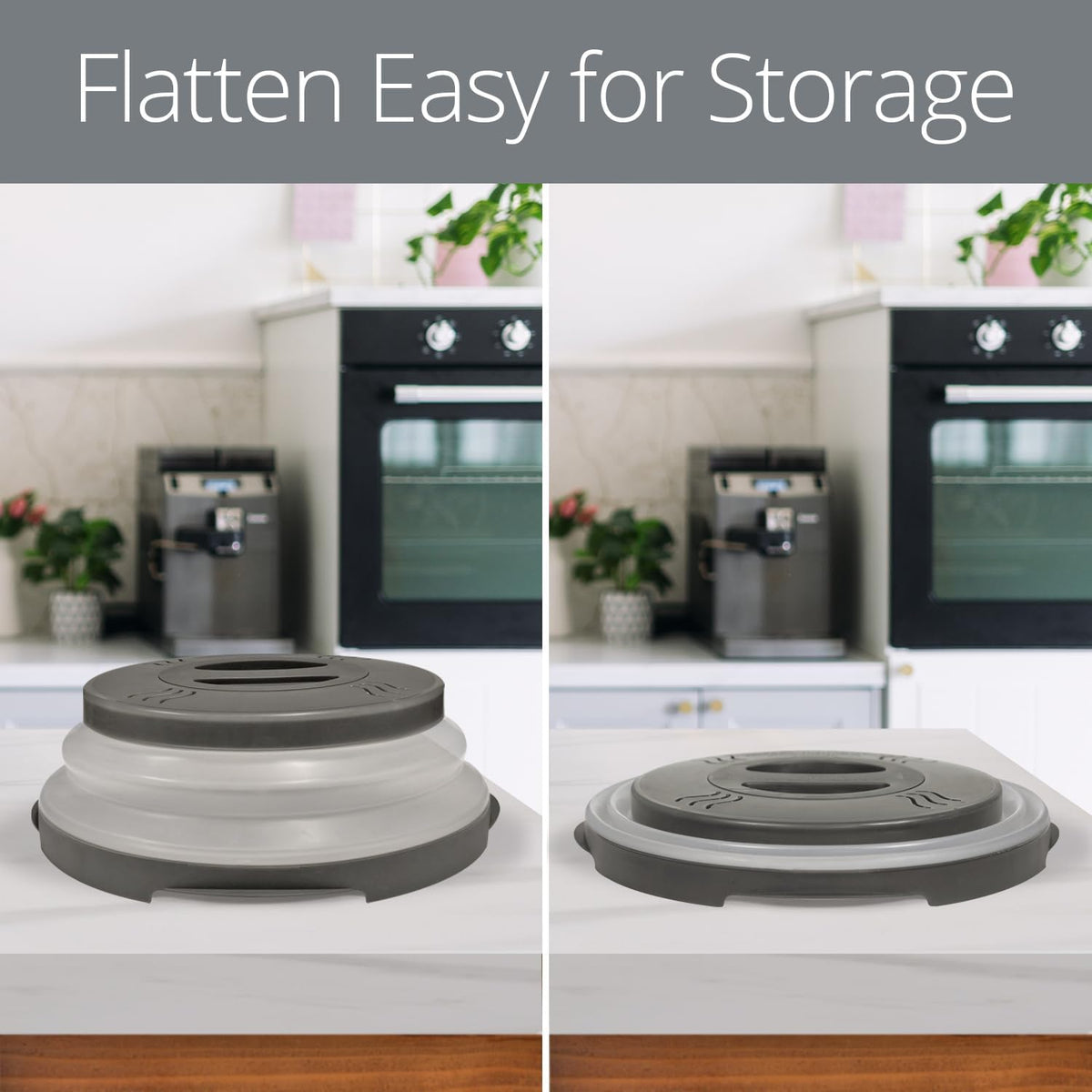 HOVER COVER Magnetic Microwave Splatter Cover - 12-Inch Collapsible - Gray