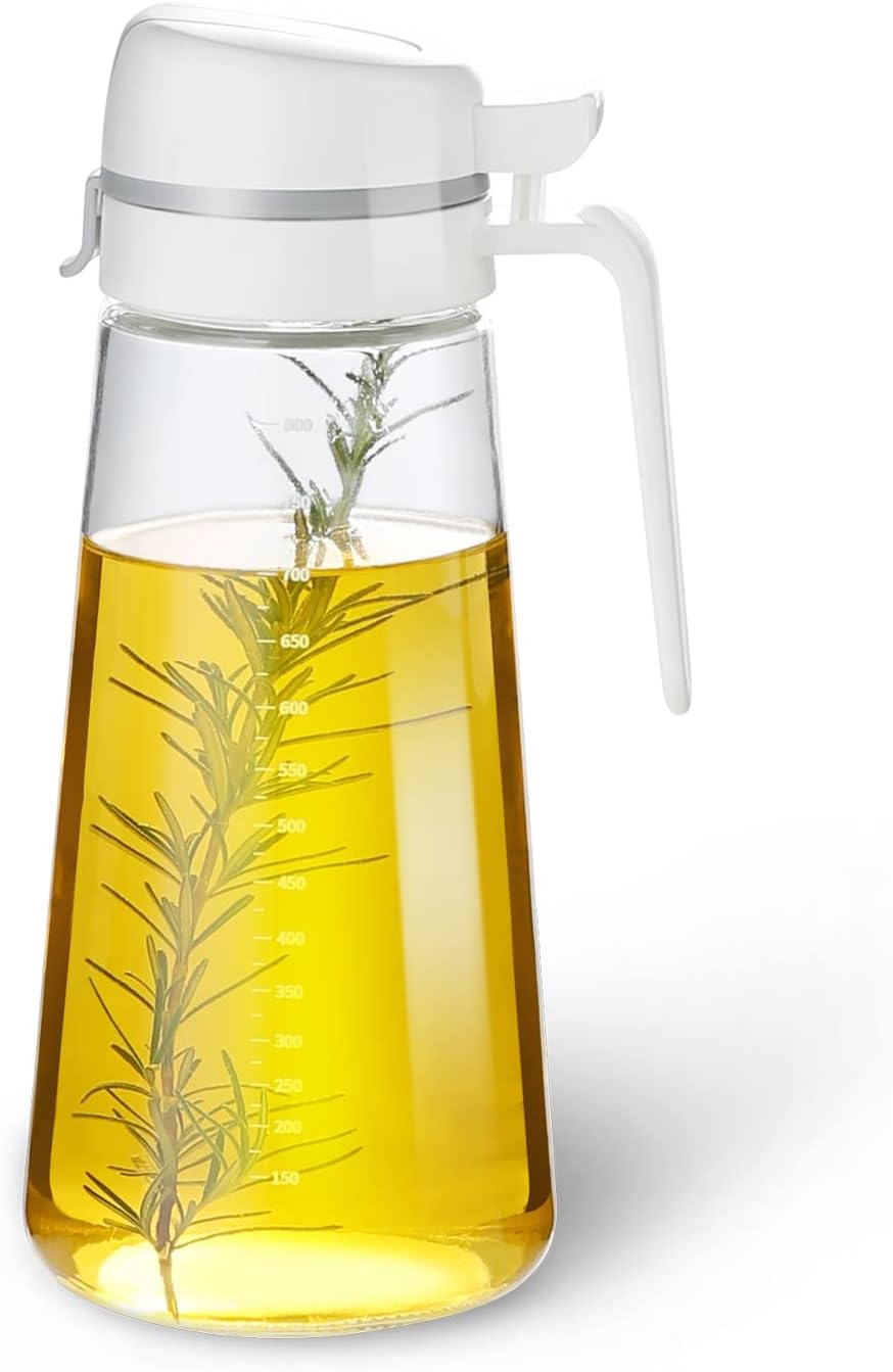 Oil Dispenser Bottle, 22oz Glass Oil Bottle with Scale, Kitchen