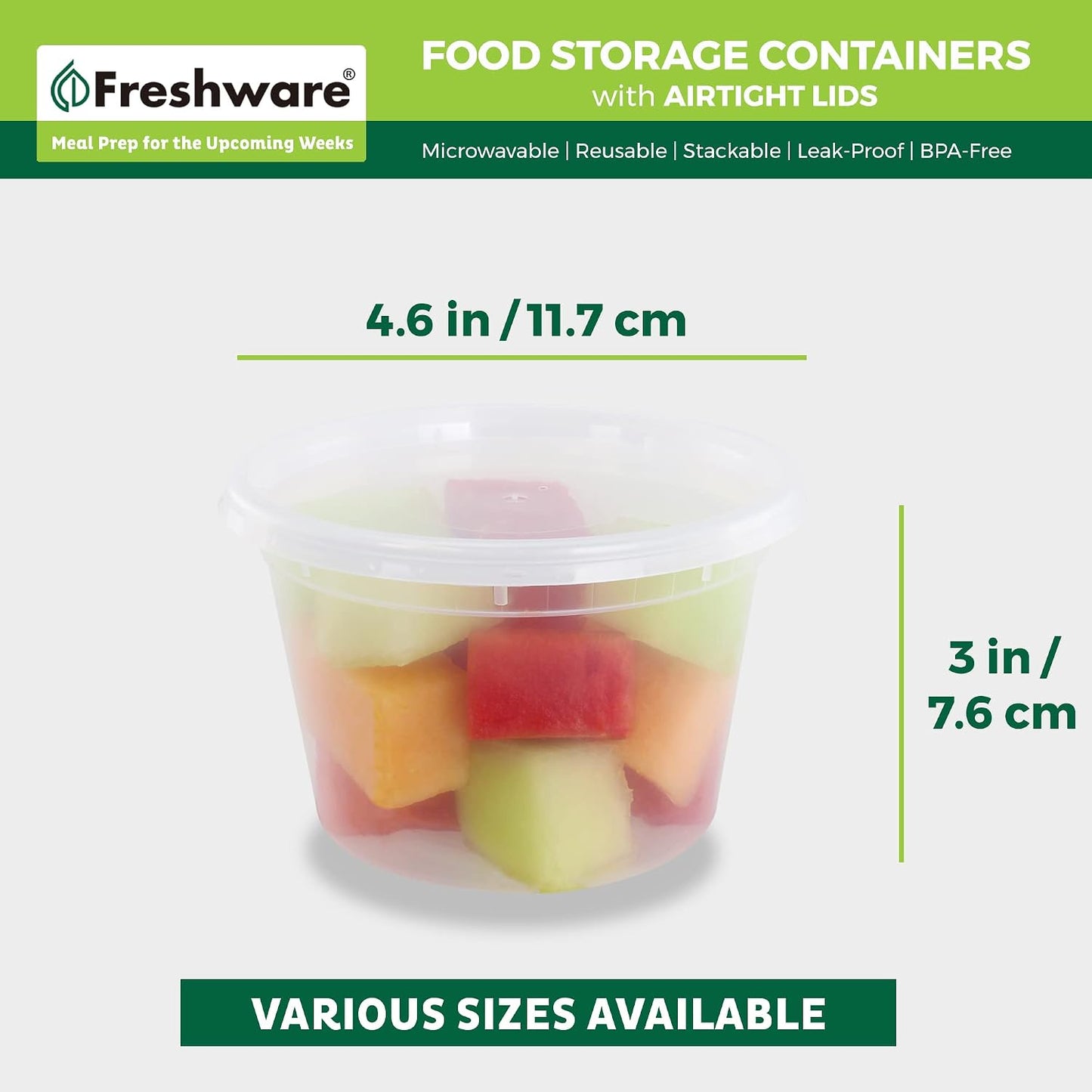 Freshware Food Storage Containers [36 Set] 16 oz Plastic Deli Containers with Lids, Slime, Soup, Meal Prep Containers | BPA Free | Stackable | Leakproof | Microwave/Dishwasher/Freezer Safe