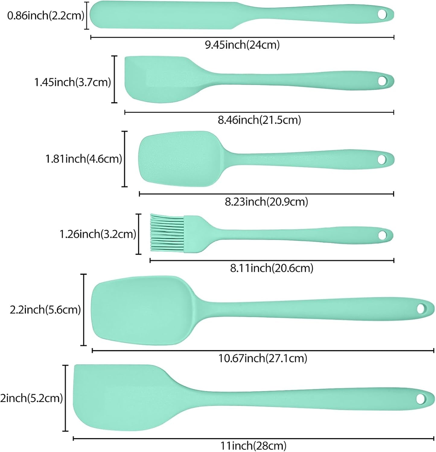 6 Pieces Silicone Spatula Set, Rubber Spatulas Silicone Heat Resistant Spatula Set for Kitchen Use, Food Grade Rubber Spatula with Ergonomic Grip, Cooking, BPA Free Dishwasher Safe(black)