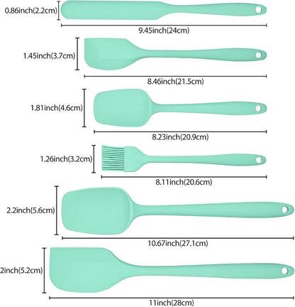 6 Pieces Silicone Spatula Set, Rubber Spatulas Silicone Heat Resistant Spatula Set for Kitchen Use, Food Grade Rubber Spatula with Ergonomic Grip, Cooking, BPA Free Dishwasher Safe(black)