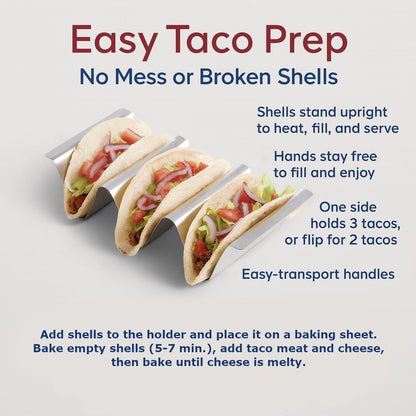 HIC Kitchen Taco Holder Stands, Stainless Steel, Set of 2