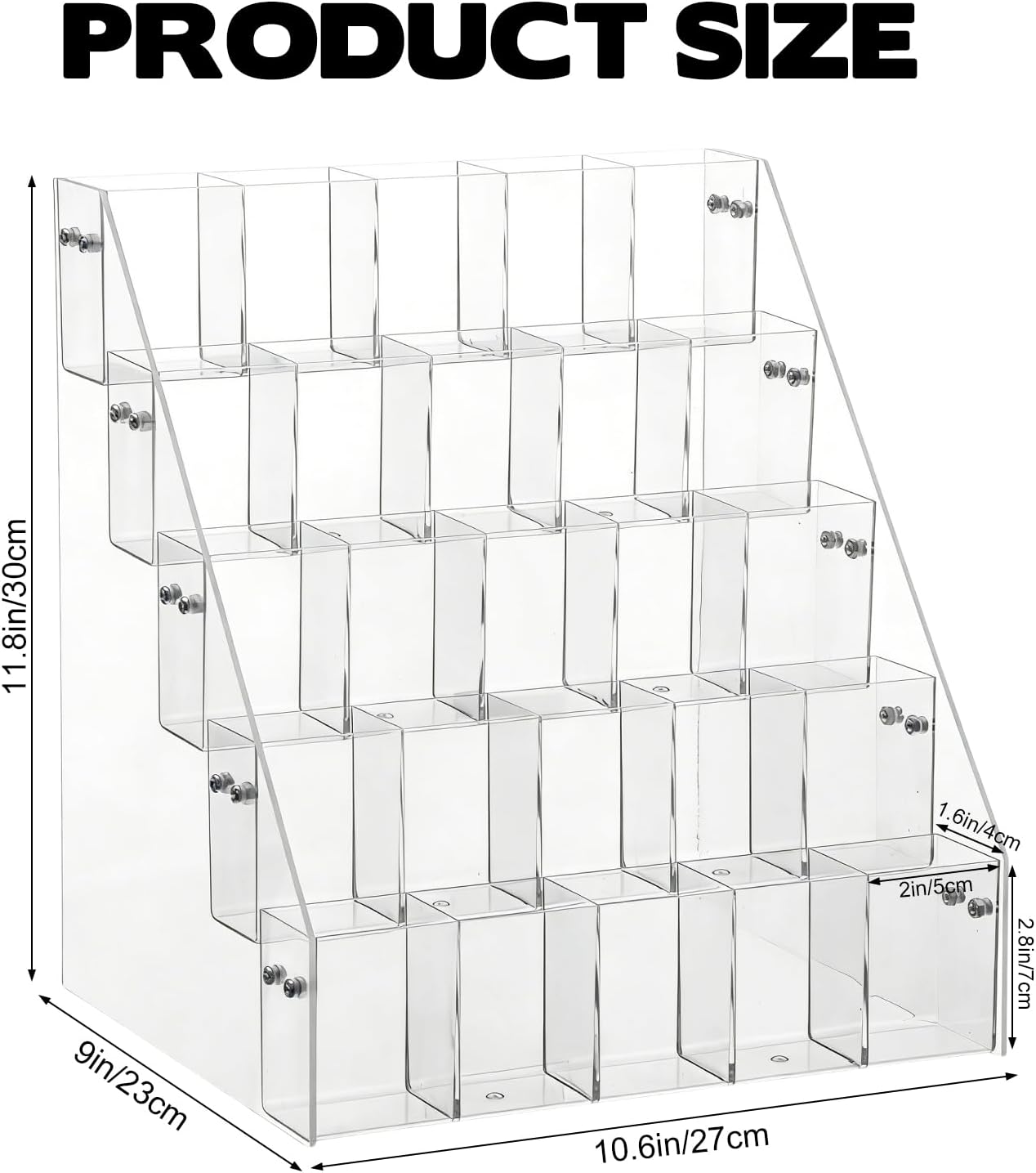 Drink Packet Organizer with 25 Compartments, 5-Tier Water Packet Organizer for Water Flavor Drink Mix, Transparent Acrylic Sugar Packets Holder for Pantry Cabinet Kitchen Storage Organization