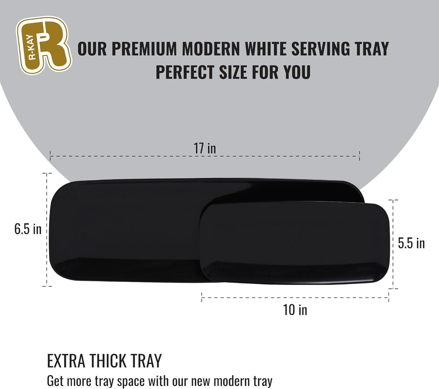 R-kay 4 Pack White Plastic Serving Trays for Party - White Serving Tray 17 by 6.5 in - Rectangular Heavy Duty Dessert Trays for Food