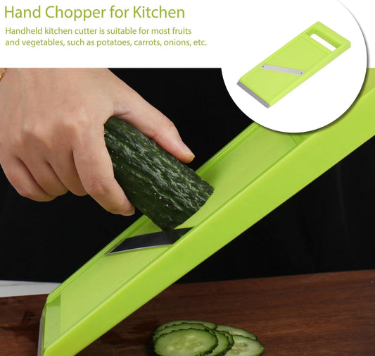 Handheld Mandoline Food Slicer, Stainless Steel Potato Chip Slicer Maker, Manual Vegetable Chopper Portable Vegetable Chip Maker Food Chopper with Hanging Hole for Kitchen Cooking