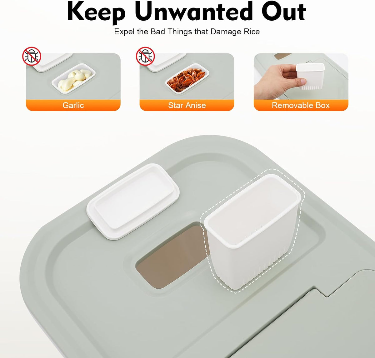 10kg/22Lbs Capacity Large Rice Container Flour Rice Dispenser Airtight Bulk Food Storage Bin with a Measuring Cup Large Storage Container for Food Grain Cereal Soybean Corn