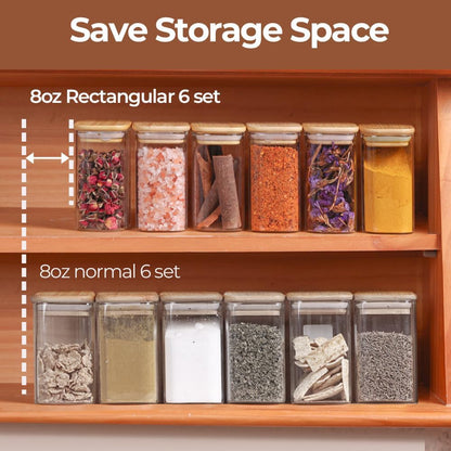 ComSaf Glass Storage Containers With Lids 6-Pack (0.7qt/1.2qt/1.6qt), Glass Pantry Storage Containers, Rectangular Glass Jars With Lid, Glass Canisters For Kitchen Flour Cereal Sugar Tea Coffee Bean