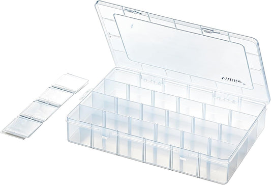 Vidifor 24-Grid Large Plastic Storage Box with Removable Dividers, Multi-compartment Organizer for Home, Office, Crafts, or School Supplies (1, Large)