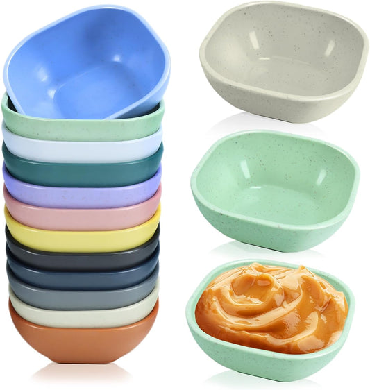 TKOnline 12 Pack 4.5 OZ Wheat Straw Dipping Bowls, Unbreakable Sauce Cups