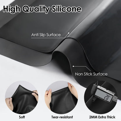 Extra Large Silicone Mat, 31.5x23.6 Inch Heat Resistant Mat for Kitchen Counter, Non Stick Silicone Baking Mat for Dough and Pastry, Thick Silicone placement Countertop Protector, Black countertop mat
