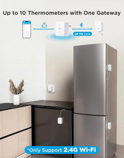 GoveeLife WiFi Refrigerator Thermometer Sensor with Alarm, 2-Pack & Gateway