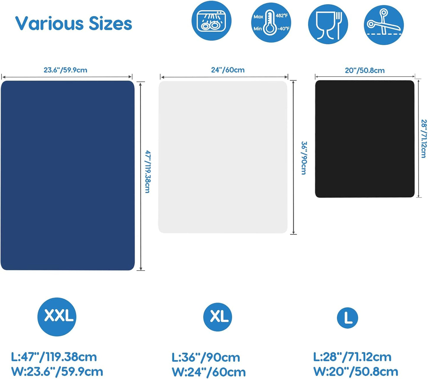 AECHY Extra Large Silicone Mat 78.74”x19.69”x0.08”, Multipurpose Silicone Mat Thick Heat Resistant Mat Shipped Rolled Up Kitchen Counter Mat Nonslip Silicone Mats for Kitchen Counter Translucent