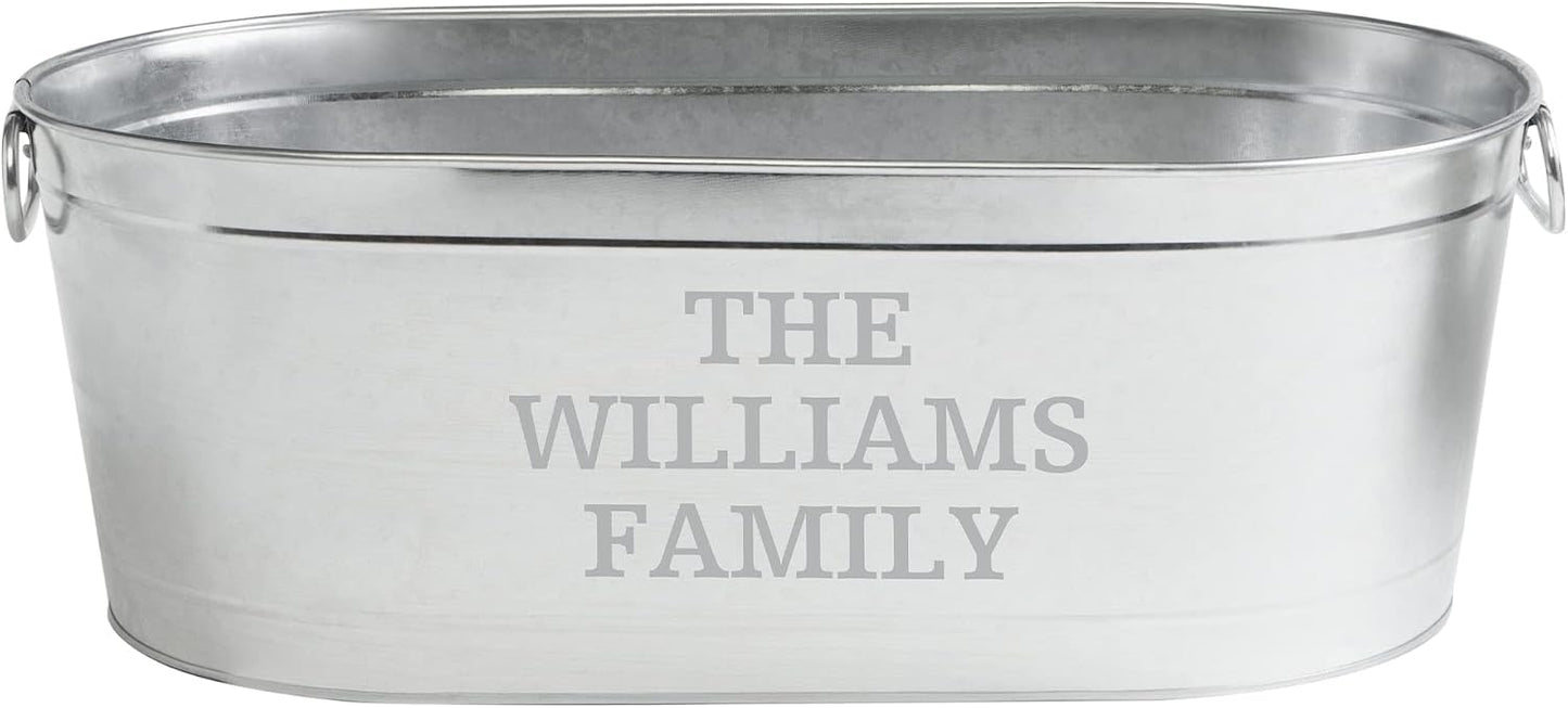 Let's Make Memories Personalized Beverage Tub - Custom Beverage Tub - Customize With Name & initial - Galvanized Drink Tub - 20 ¾"L x 11 ¾"W x 7" H - 5.5 Gallons