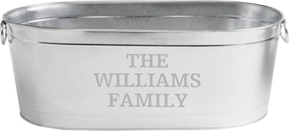 Let's Make Memories Personalized Beverage Tub - Custom Beverage Tub - Customize With Name & initial - Galvanized Drink Tub - 20 ¾"L x 11 ¾"W x 7" H - 5.5 Gallons