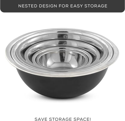 JoyJolt Stainless Steel Mixing Bowl Set - 6 Piece Nesting Bowls, 5qt to 0.5qt, Ideal for Kitchen, Cooking, Baking and Storage